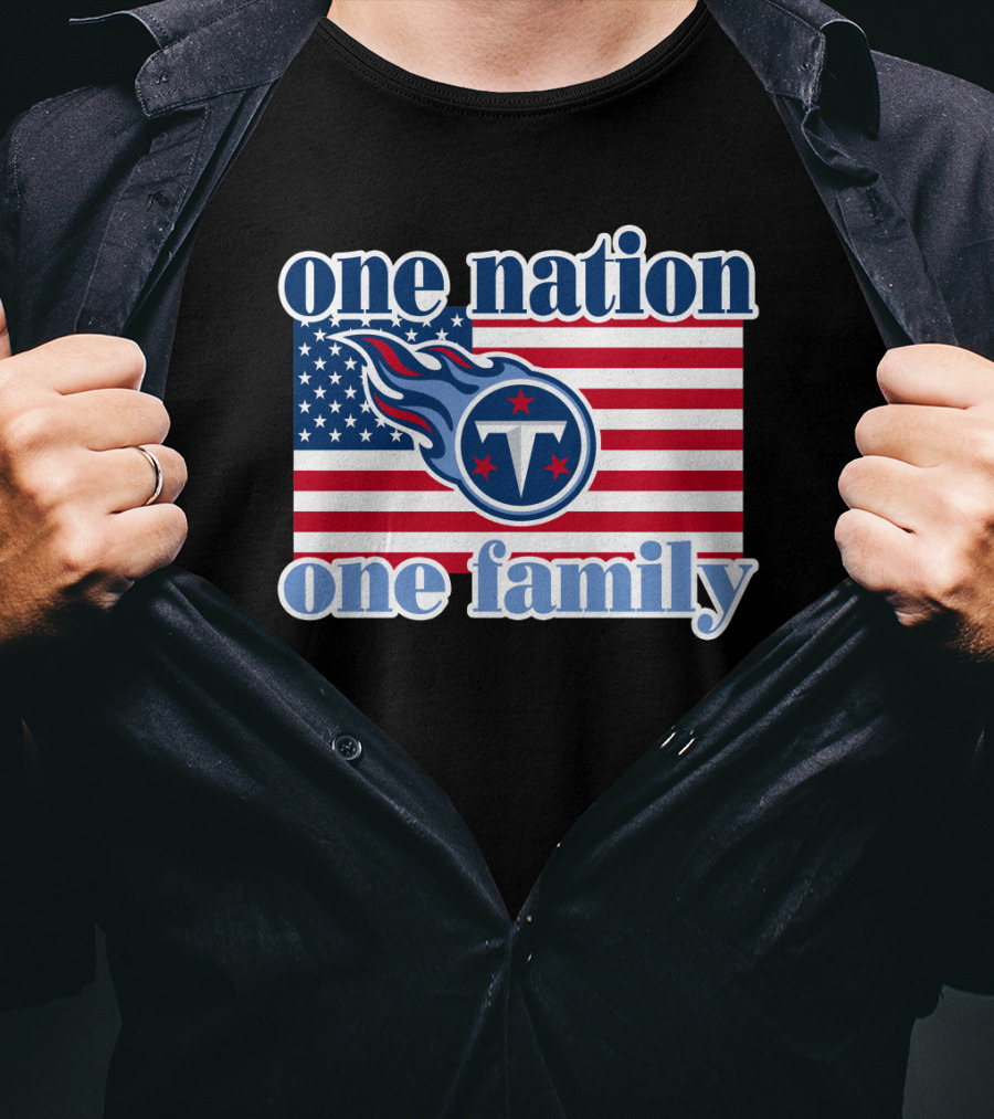 One Nation One Family Tennessee Titans American Flag T-Shirt