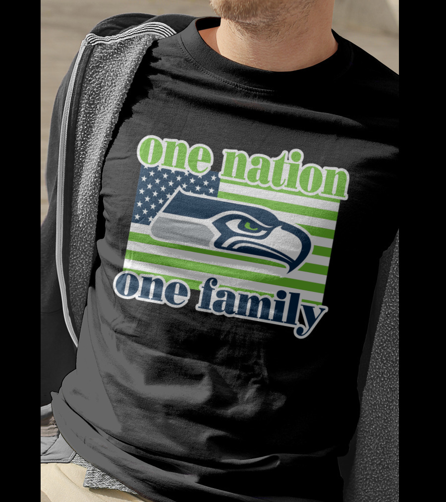 One Nation One Family Seattle Seahawks Flag T-Shirt