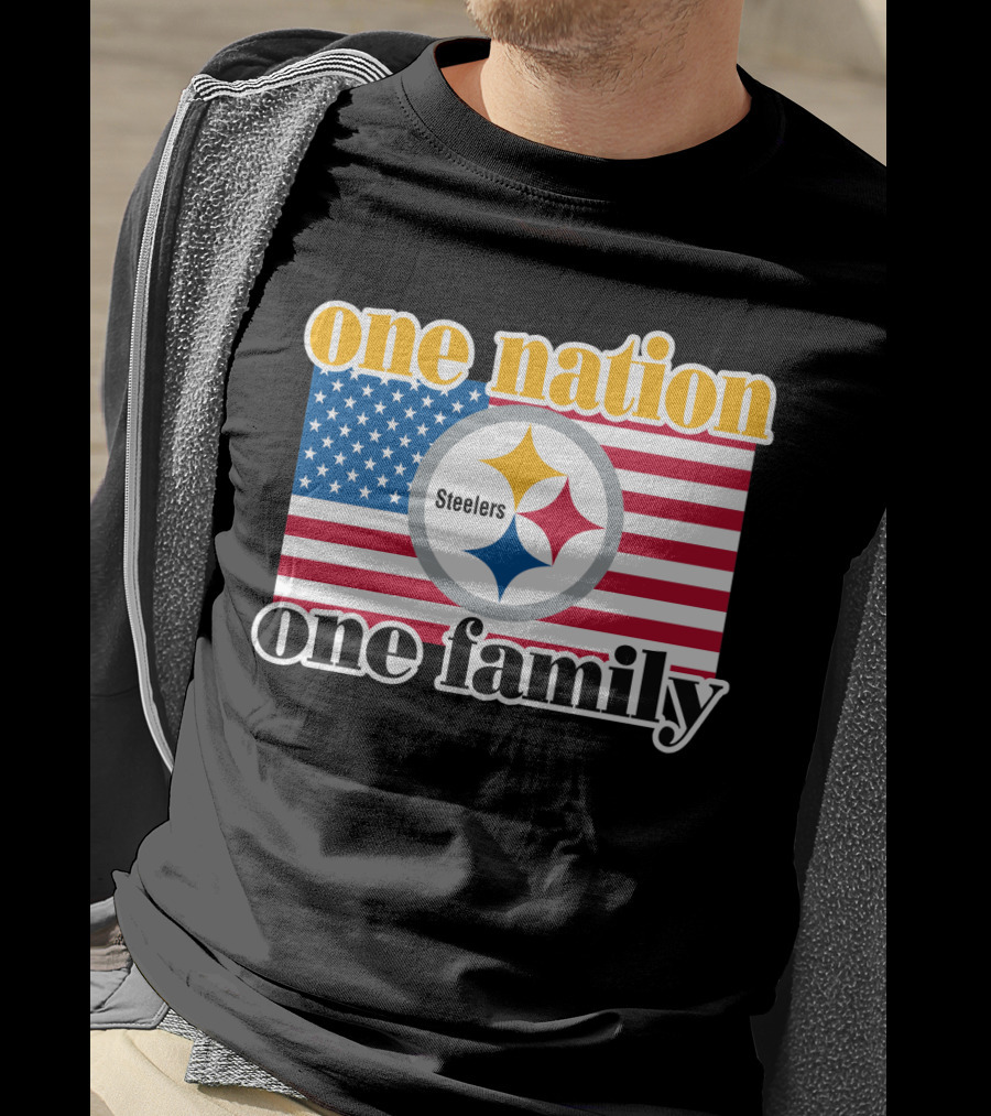 One Nation One Family Steelers American Flag T-Shirt