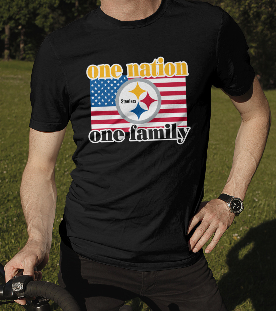 One Nation One Family Steelers American Flag T-Shirt