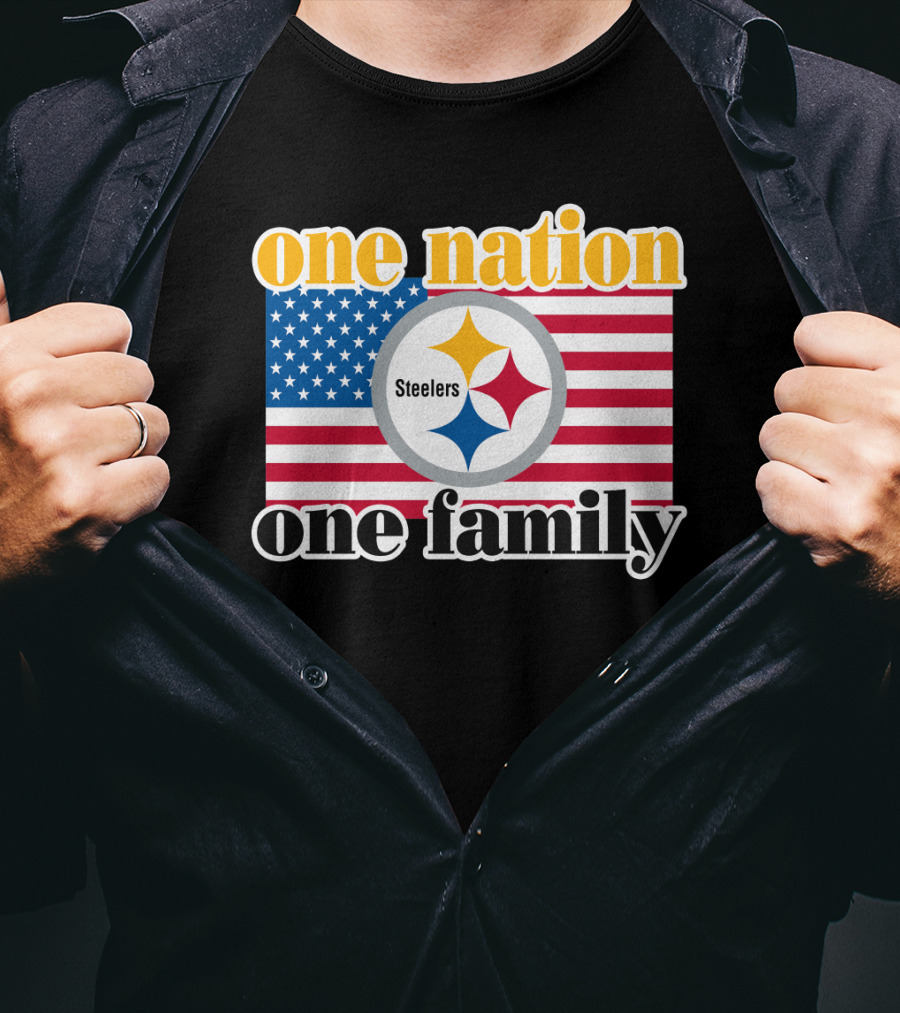 One Nation One Family Steelers American Flag T-Shirt