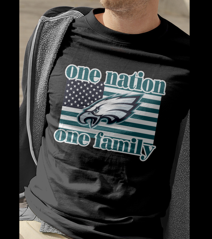 One Nation One Family Philadelphia Eagles Flag T-Shirt