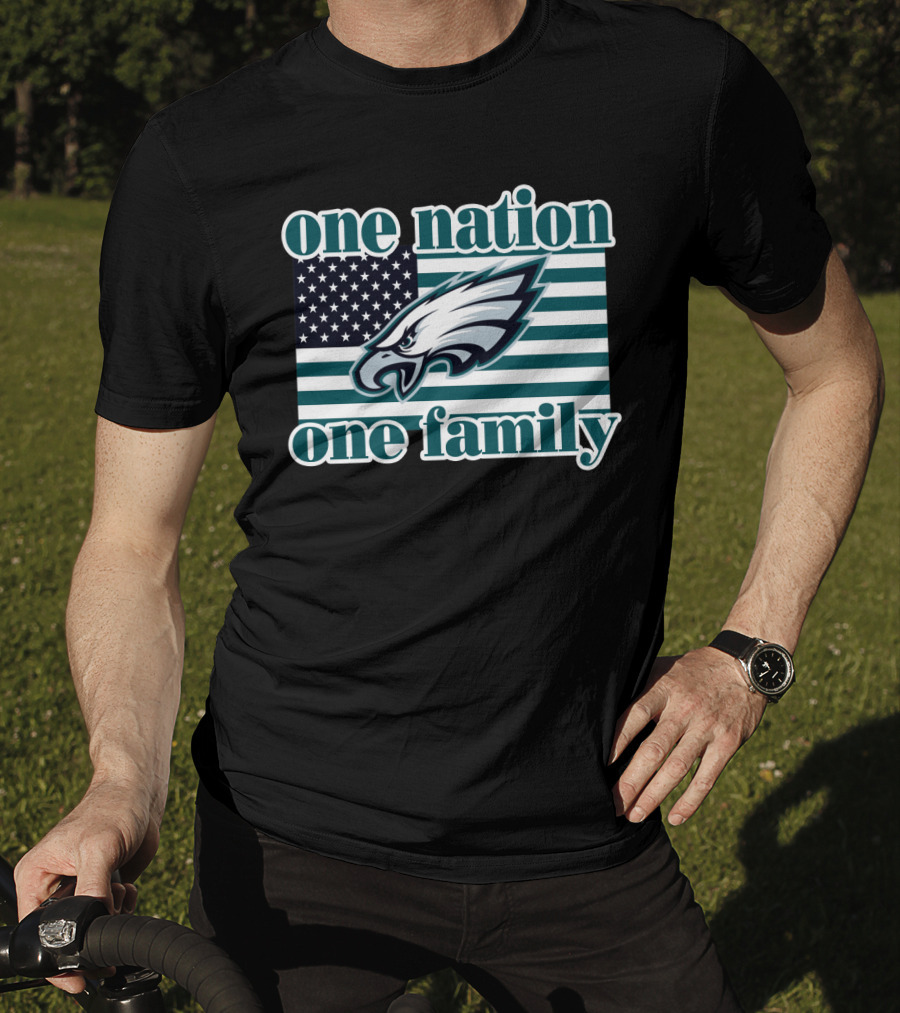 One Nation One Family Philadelphia Eagles Flag T-Shirt