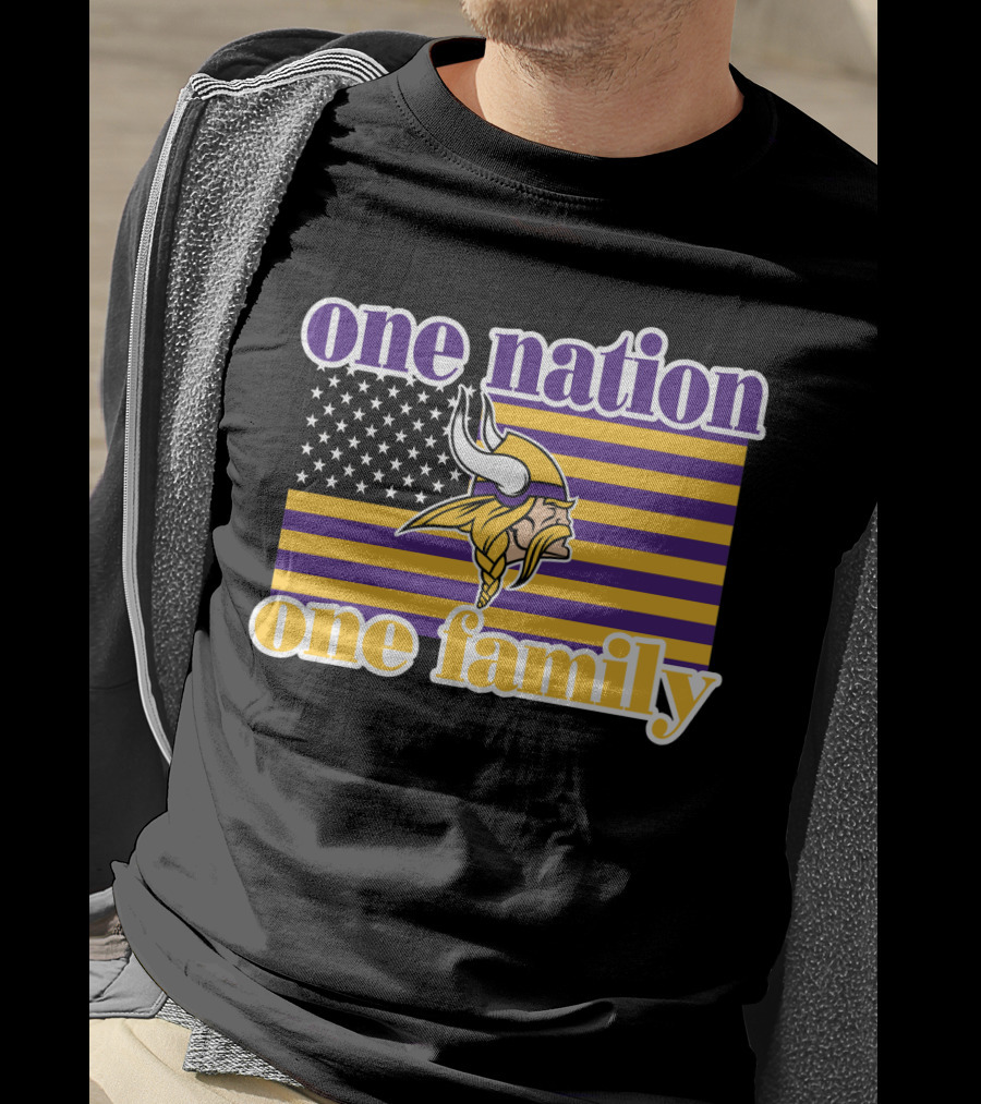 One Nation One Family Minnesota Vikings American Flag T-Shirt