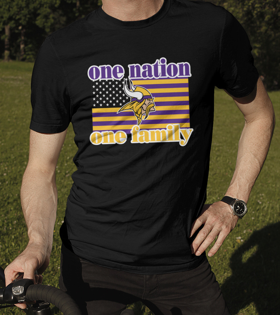 One Nation One Family Minnesota Vikings American Flag T-Shirt