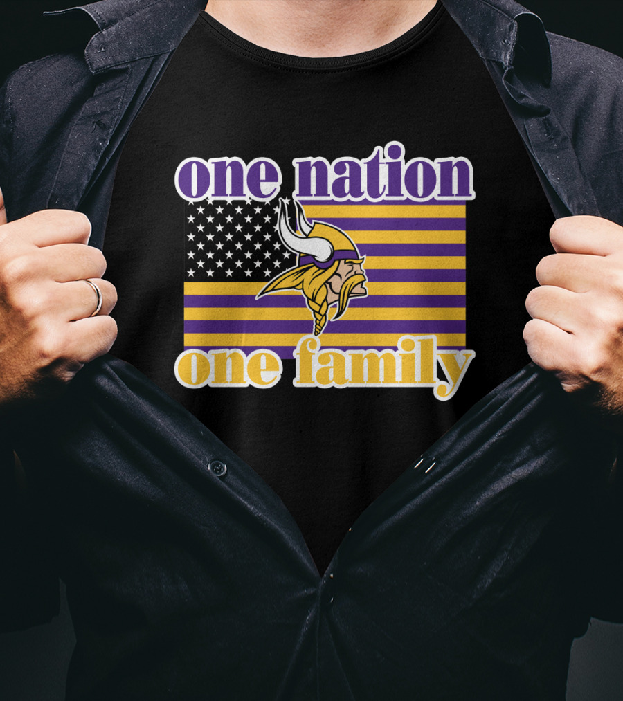 One Nation One Family Minnesota Vikings American Flag T-Shirt