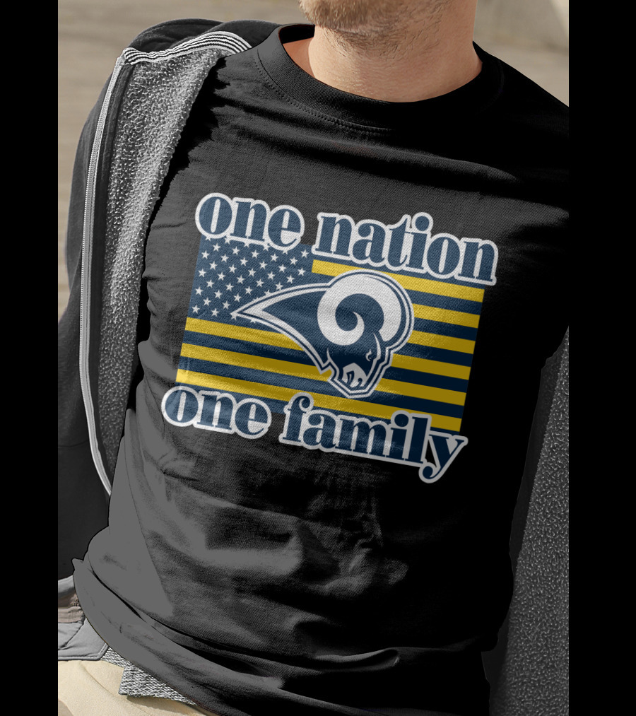 One Nation One Family Los Angeles Rams American Flag T-Shirt