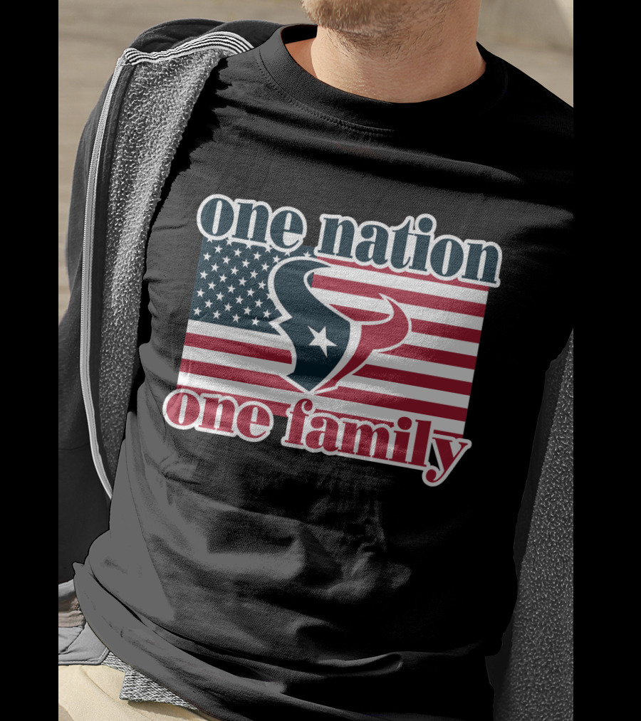 One Nation One Family Houston Texans American Flag T-Shirt