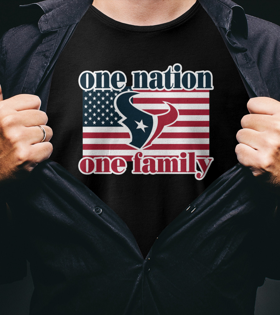 One Nation One Family Houston Texans American Flag T-Shirt