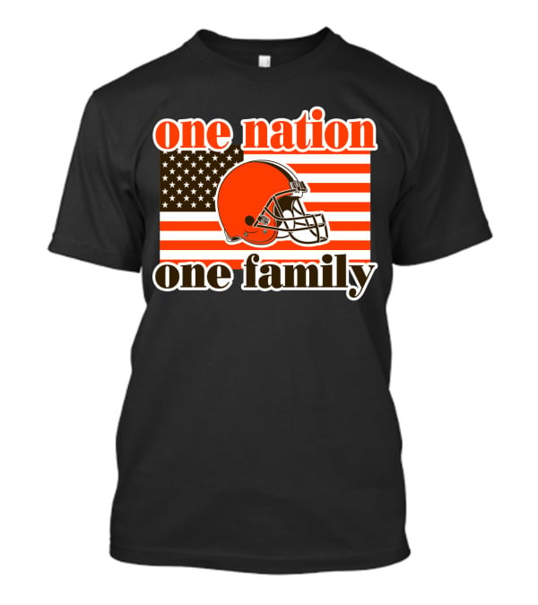 One Nation One Family Cleveland Browns Helmet Flag T-Shirt