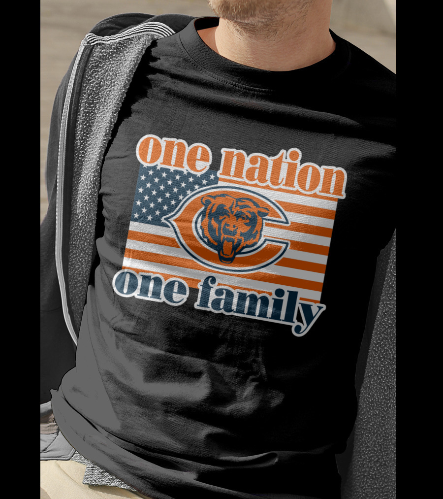 One Nation One Family Chicago Bears American Flag T-Shirt