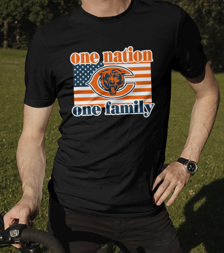 One Nation One Family Chicago Bears American Flag T-Shirt