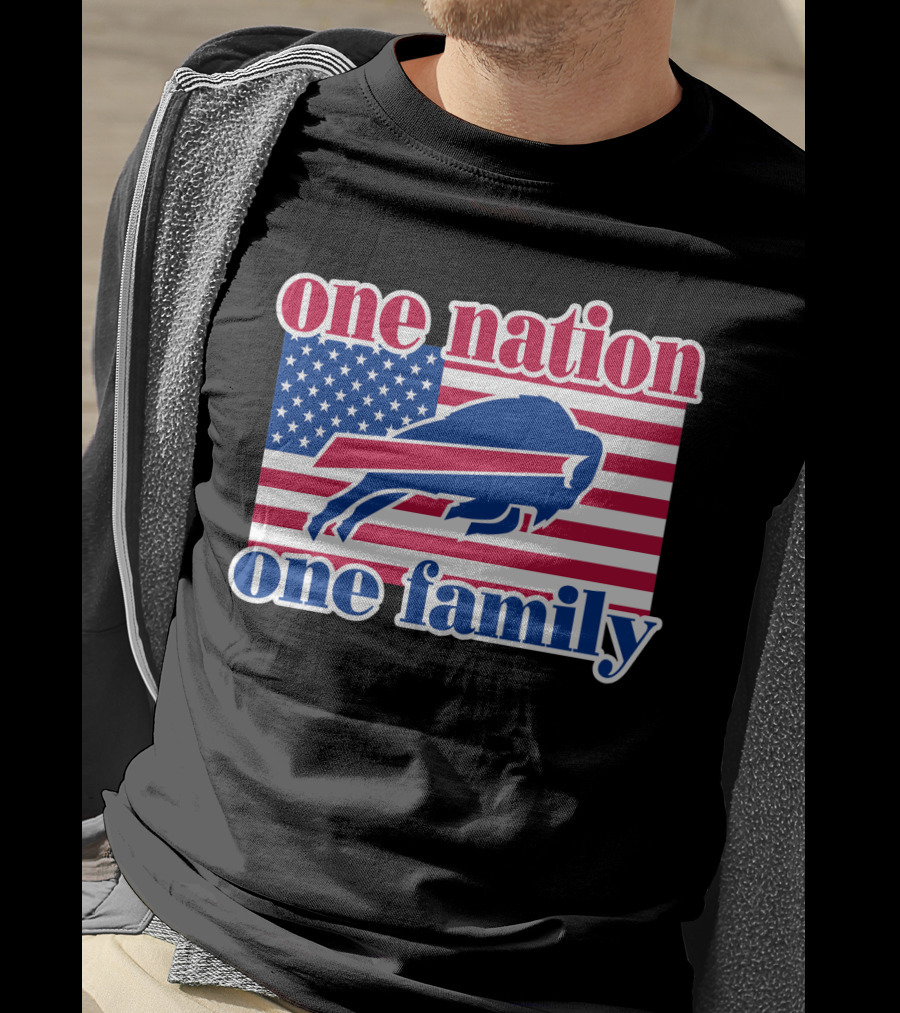 One Nation One Family Buffalo Bills Usa Flag T-Shirt