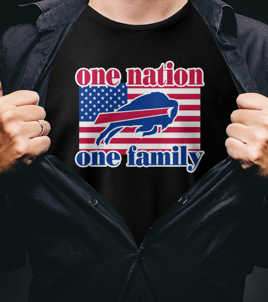 One Nation One Family Buffalo Bills Usa Flag T-Shirt