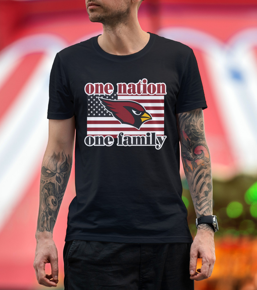 One Nation One Family Arizona Cardinals Flag T-Shirt