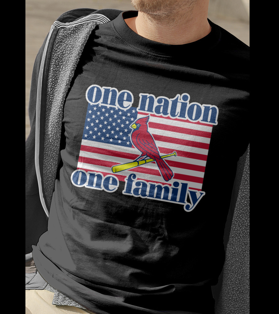One Nation One Family St Louis Cardinals Flag T-Shirt