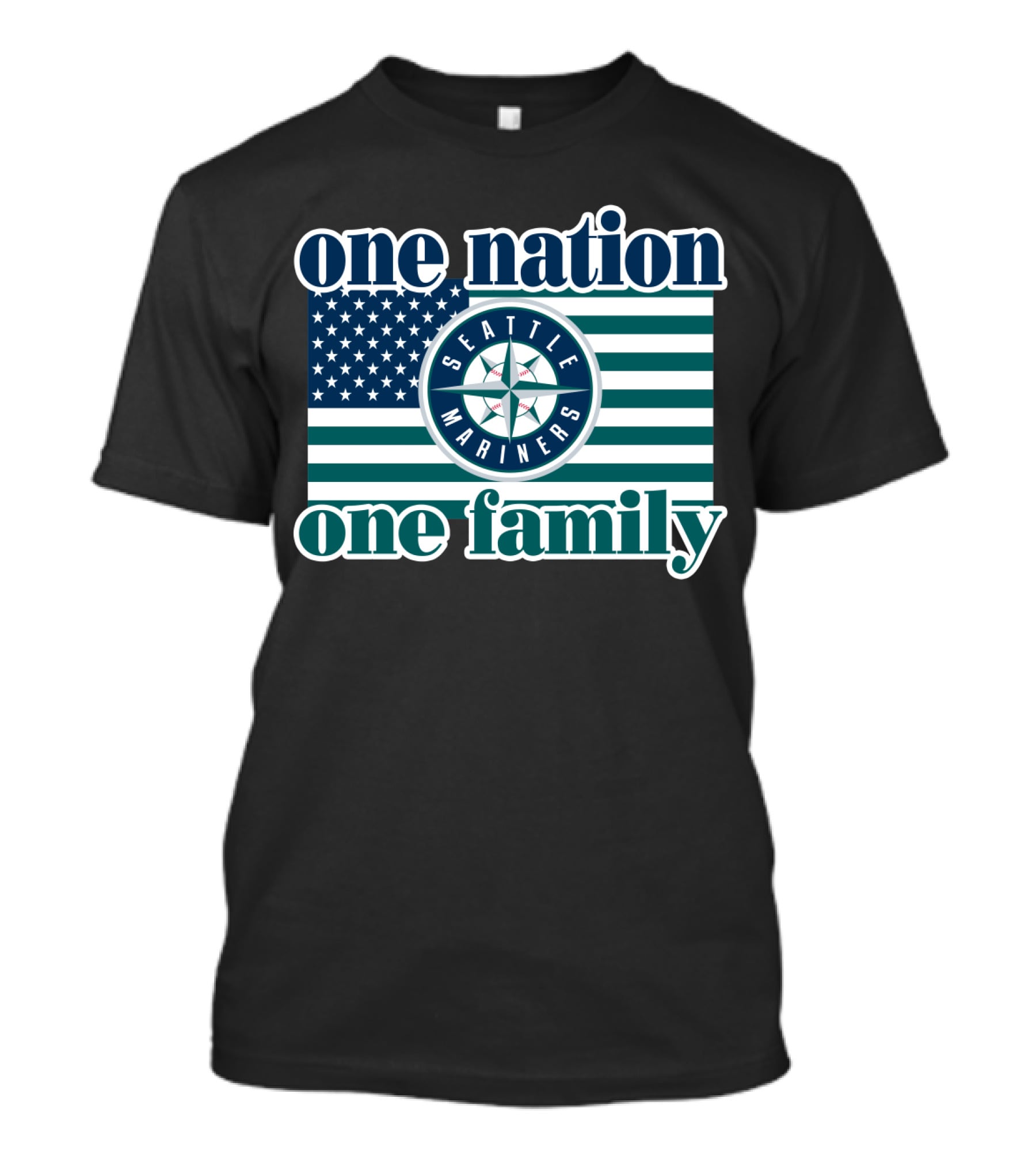 One Nation One Family Seattle Mariners Flag T-Shirt