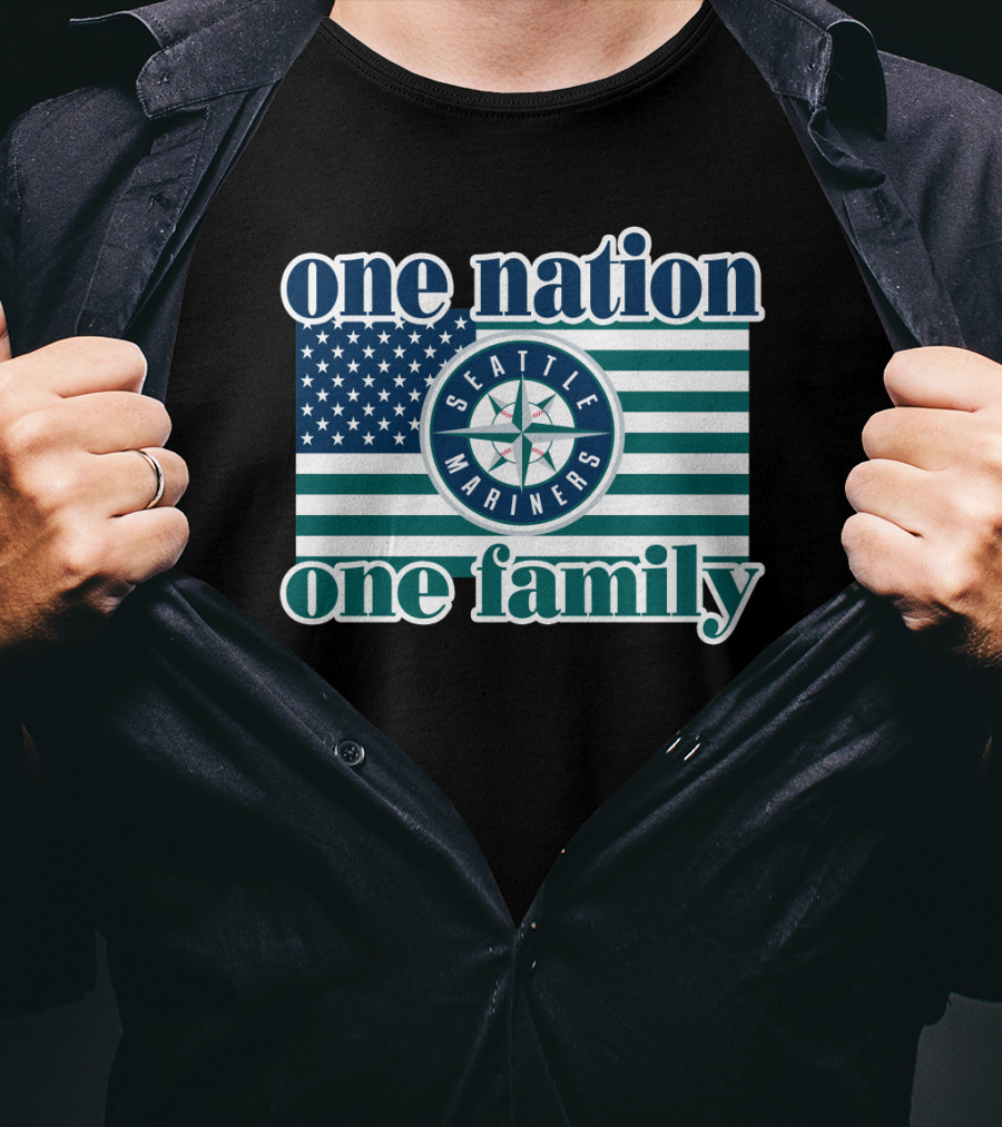 One Nation One Family Seattle Mariners Flag T-Shirt