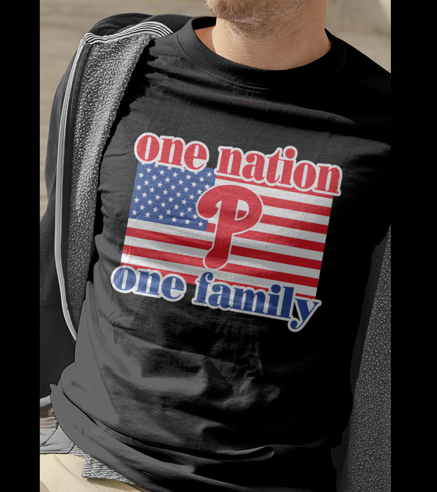 One Nation One Family Phillies American Flag T-Shirt