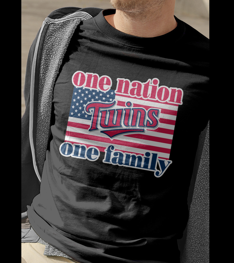 One Nation Twins One Family American Flag T-Shirt