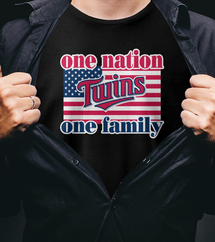 One Nation Twins One Family American Flag T-Shirt
