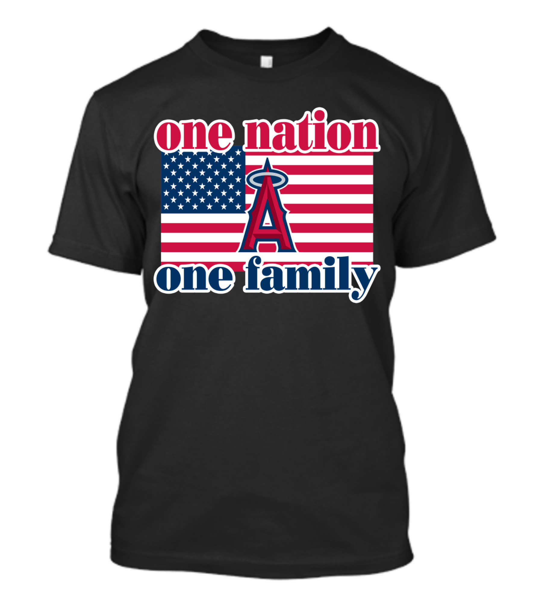 One Nation One Family Los Angeles Angels American Flag T-Shirt