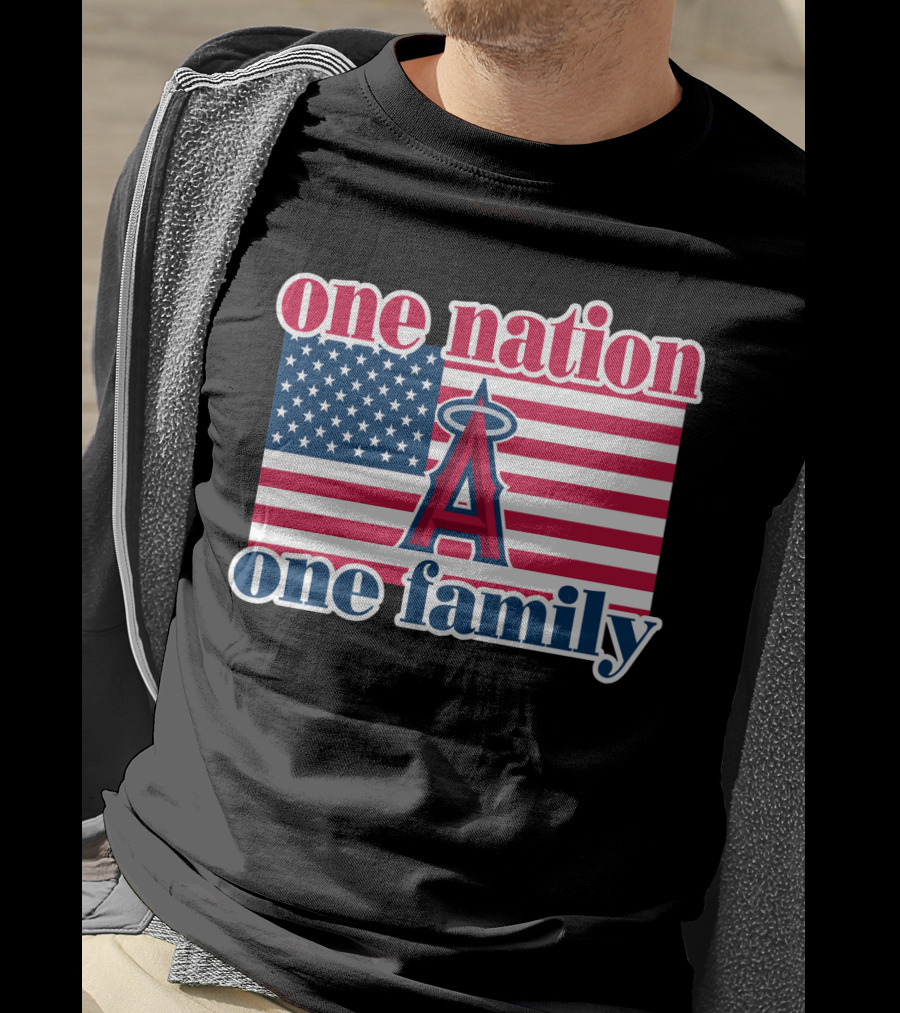 One Nation One Family Los Angeles Angels American Flag T-Shirt