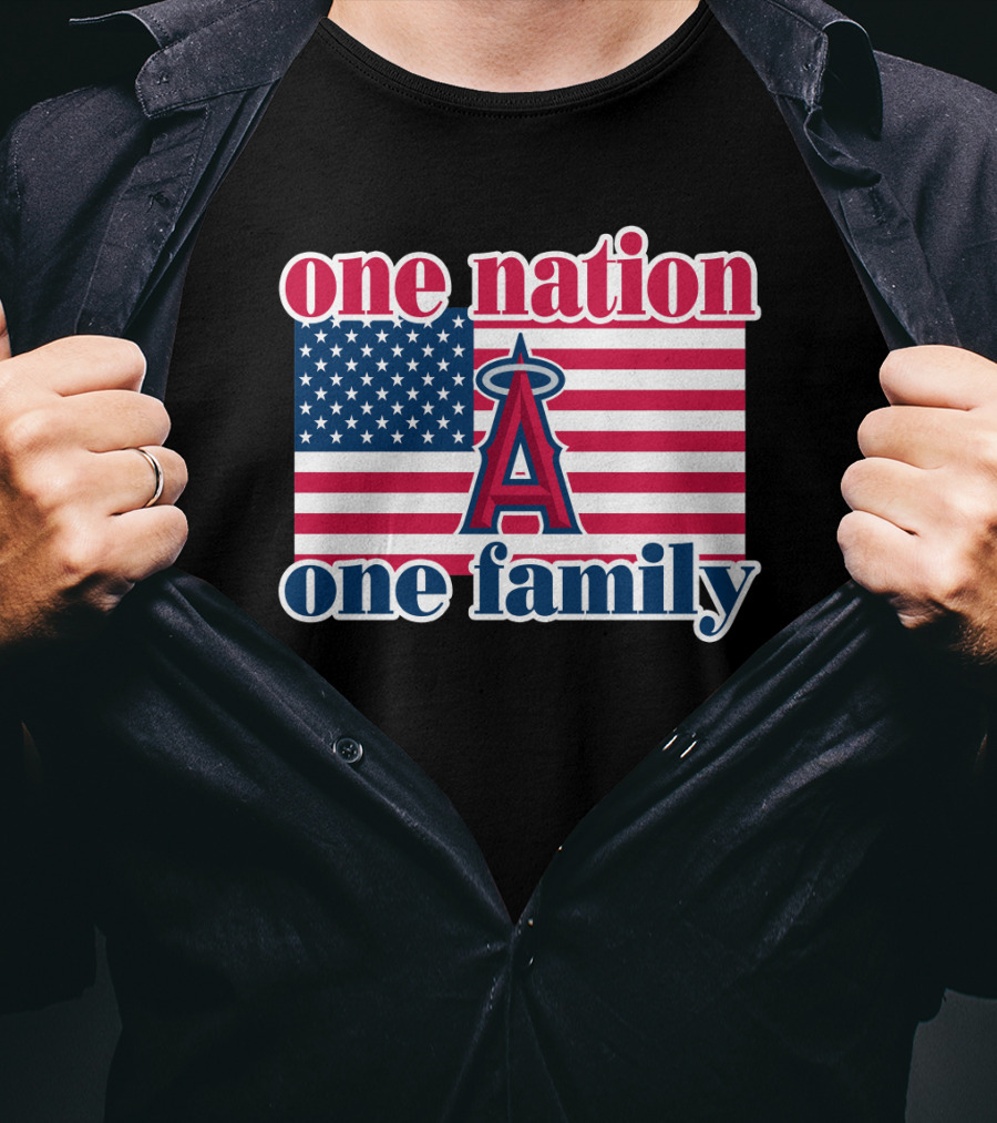 One Nation One Family Los Angeles Angels American Flag T-Shirt