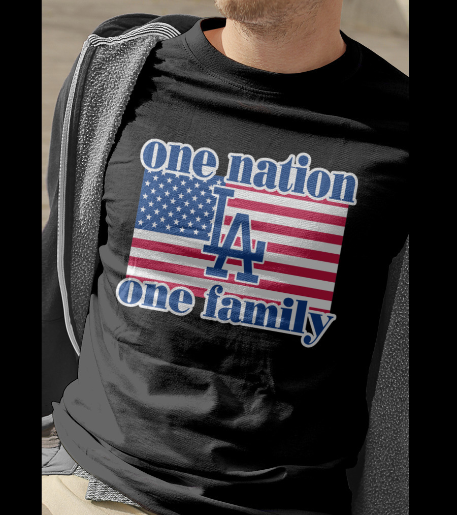 One Nation One Family La Dodgers Usa Flag T-Shirt