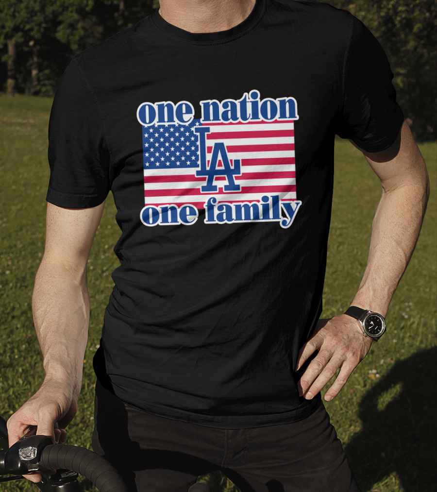 One Nation One Family La Dodgers Usa Flag T-Shirt