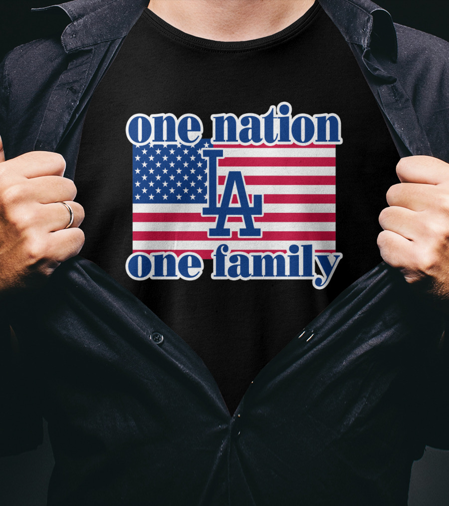 One Nation One Family La Dodgers Usa Flag T-Shirt