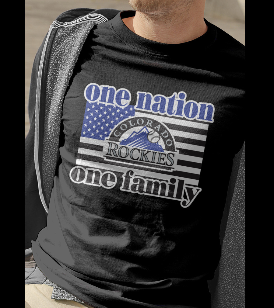 Colorado Rockies One Nation One Family Usa Flag T-Shirt