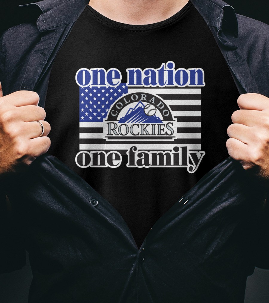Colorado Rockies One Nation One Family Usa Flag T-Shirt