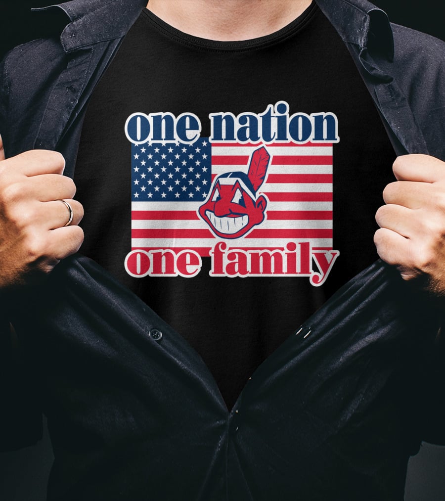 One Nation One Family 54 Cleveland Indians American Flag T-Shirt