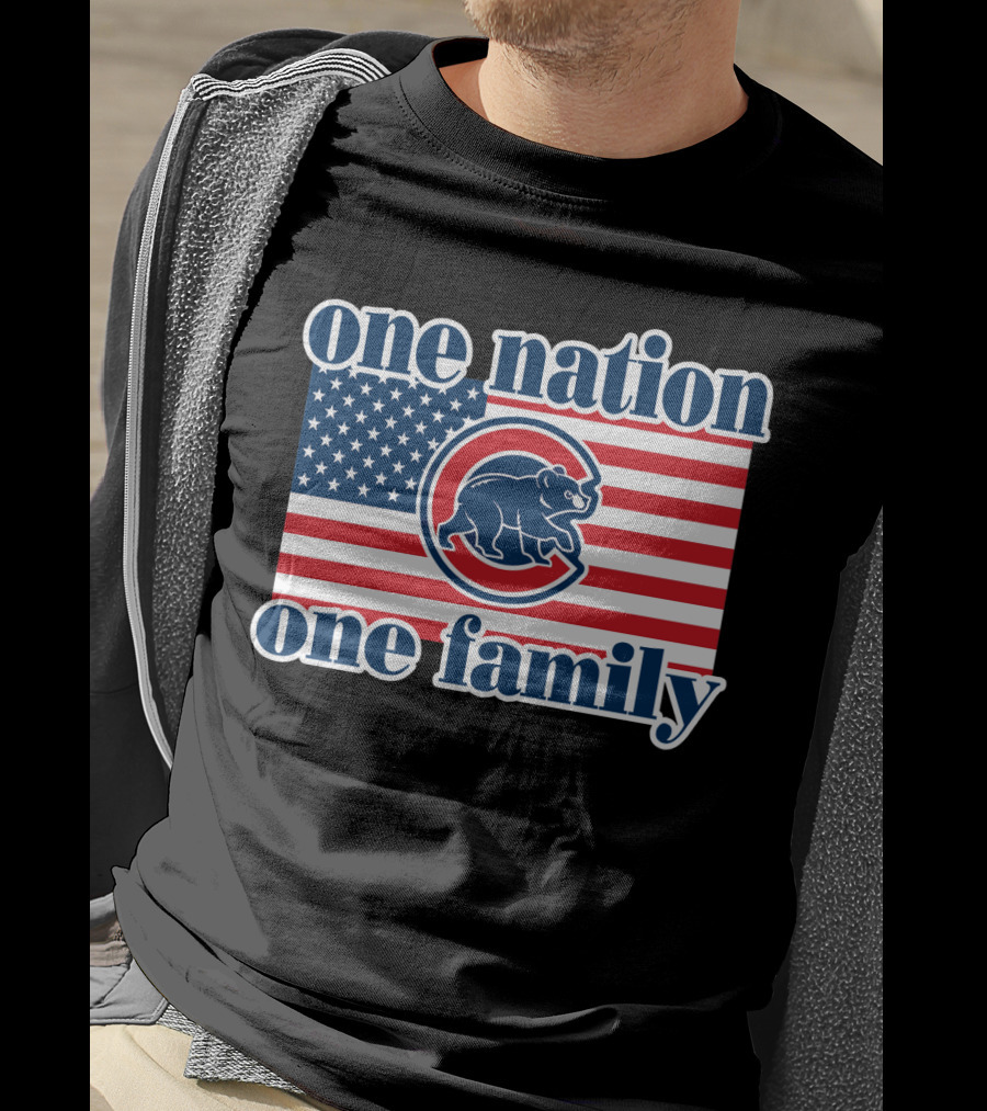 One Nation One Family 57 Chicago Cubs American Flag T-Shirt