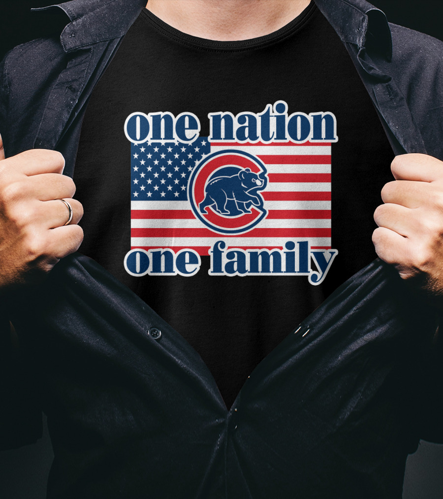 One Nation One Family 57 Chicago Cubs American Flag T-Shirt