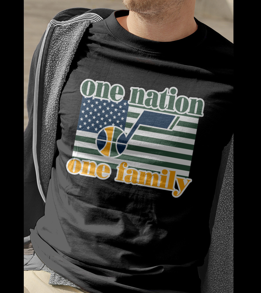One Nation One Family Utah Jazz Basketball American Flag T-Shirt