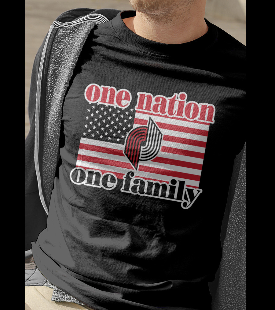 Portland Trail Blazers One Nation One Family American Flag T-Shirt