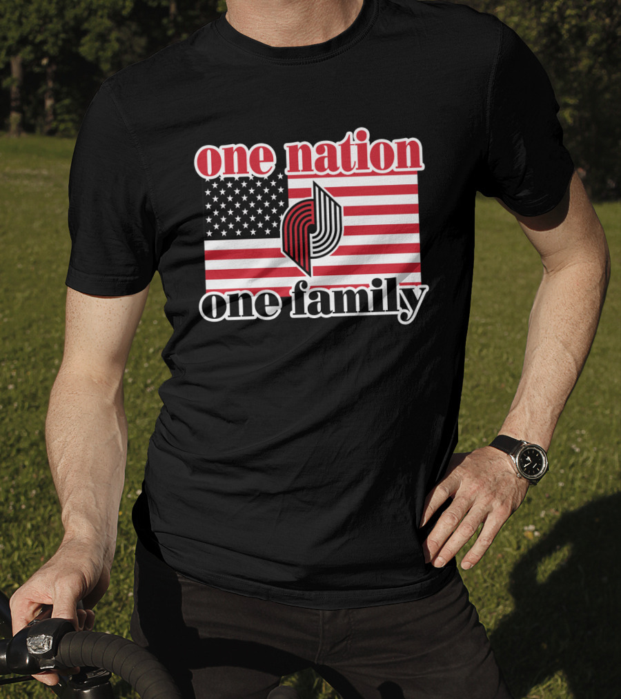 Portland Trail Blazers One Nation One Family American Flag T-Shirt