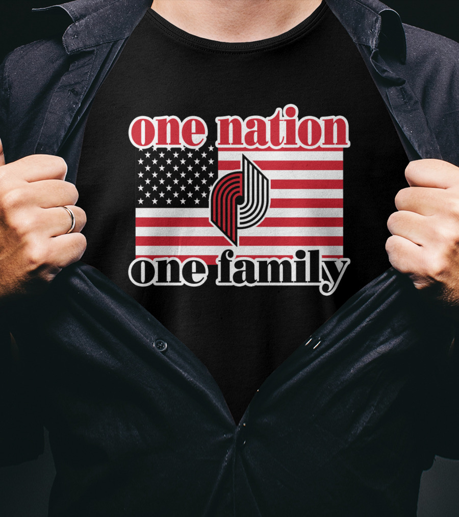 Portland Trail Blazers One Nation One Family American Flag T-Shirt