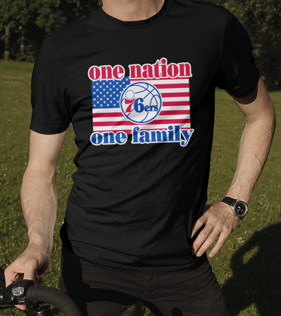 One Nation One Family Philadelphia 76ers 68 American Flag Basketball T-Shirt