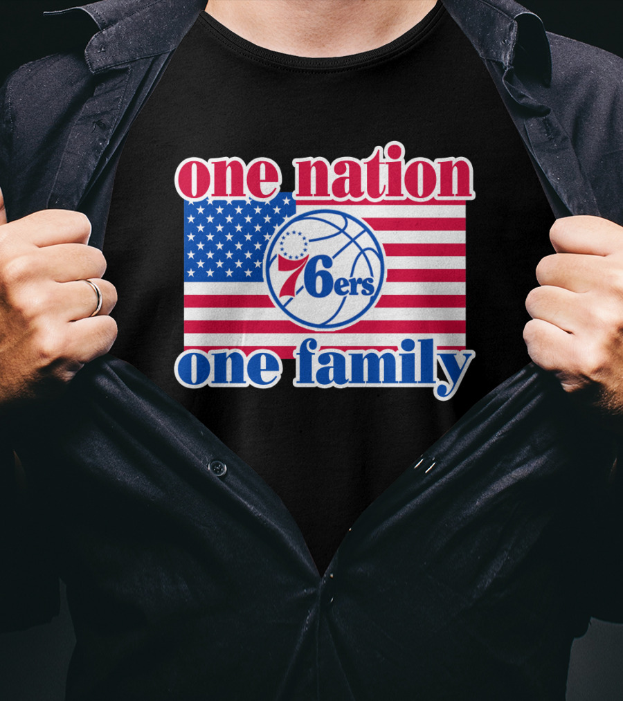 One Nation One Family Philadelphia 76ers 68 American Flag Basketball T-Shirt