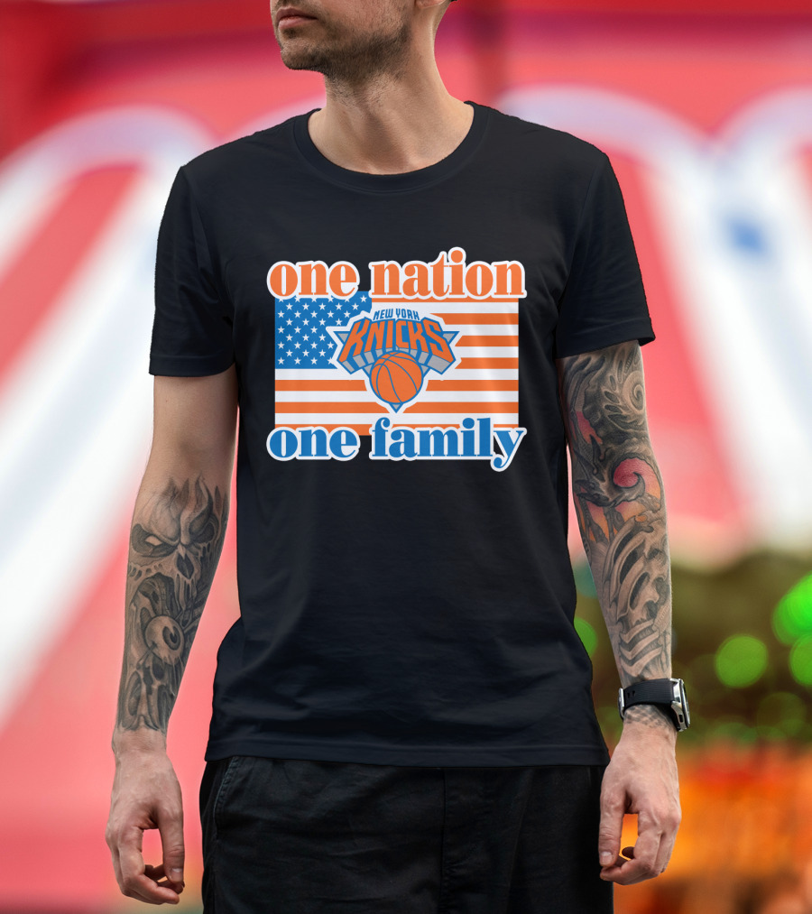 One Nation One Family New York Knicks 71 American Flag Basketball T-Shirt