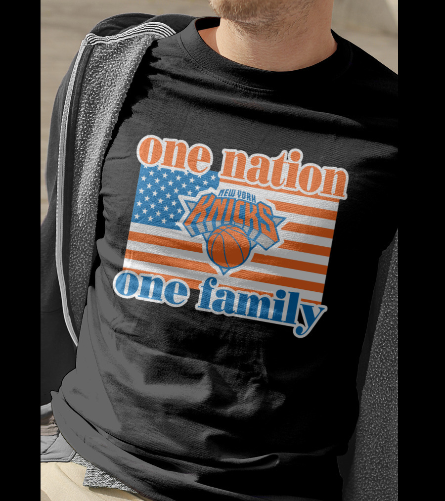 One Nation One Family New York Knicks 71 American Flag Basketball T-Shirt