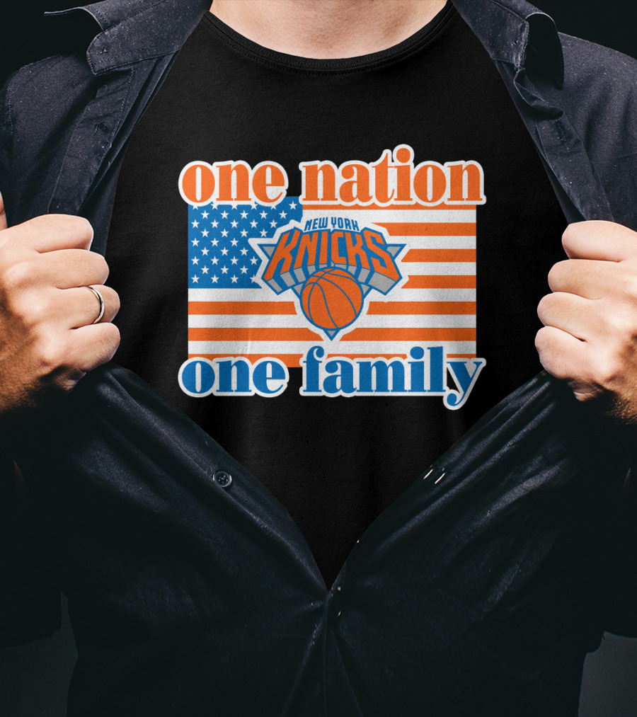 One Nation One Family New York Knicks 71 American Flag Basketball T-Shirt