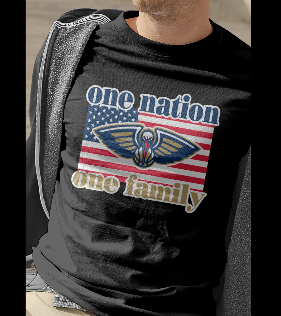 One Nation One Family New Orleans Pelicans American Flag T-Shirt