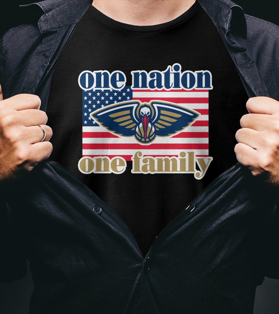 One Nation One Family New Orleans Pelicans American Flag T-Shirt