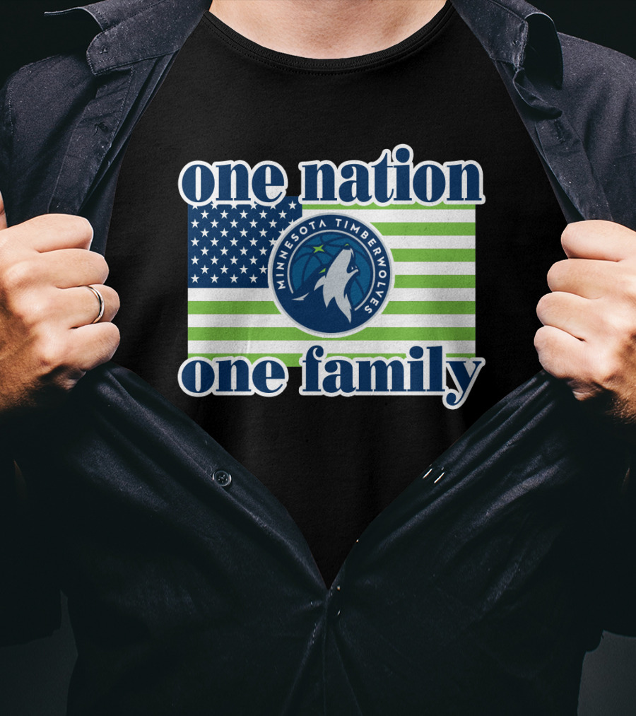 One Nation One Family Minnesota Timberwolves Flag T-Shirt
