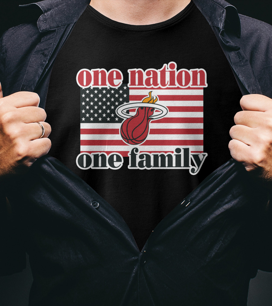One Nation One Family Miami Heat American Flag T-Shirt