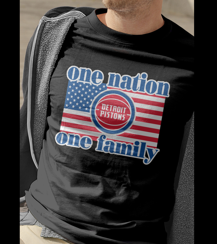 One Nation One Family Detroit Pistons 81 Usa Flag T-Shirt